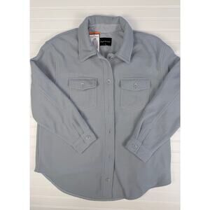 Hilary Radley Fleece Shacket Womens XXL Gray Button Front Shirt Jacket NWT